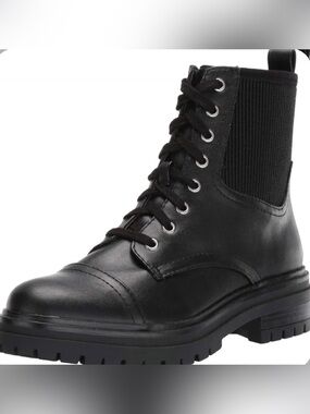 Circus by Sam Edelman Black Leather Lace-Up Combat Boot